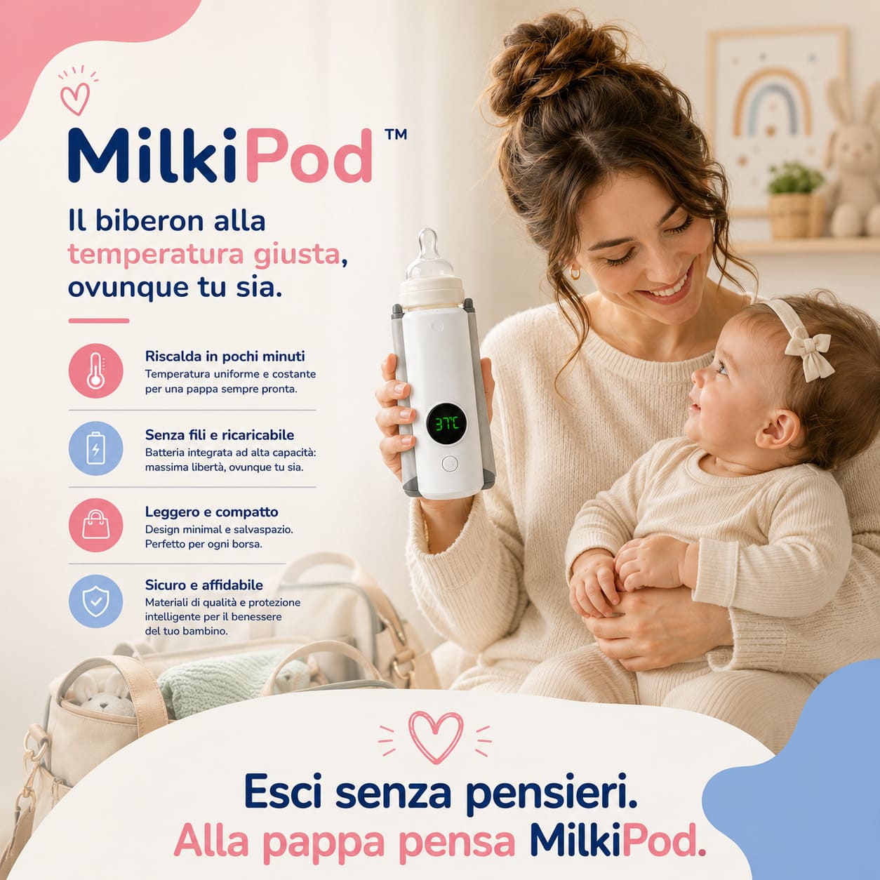 MilkiPod™ — Scaldabiberon Portatile Wireless USB